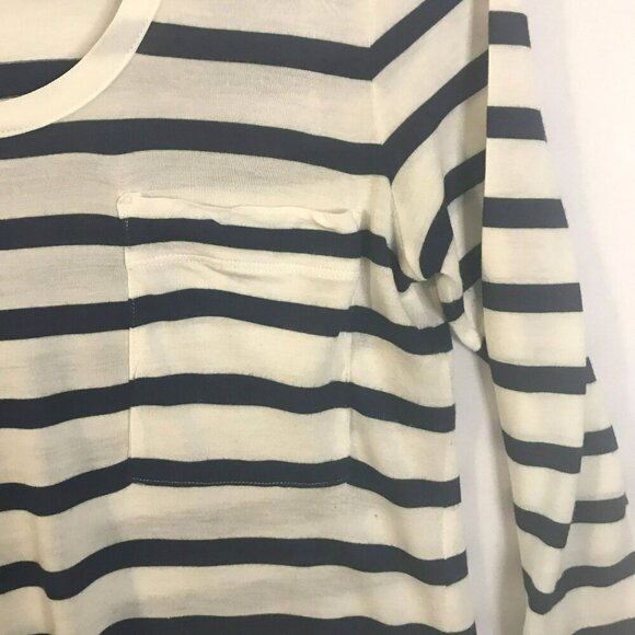 CAbi Bonjour 3/4 Sleeve Tee Scoop Neck Striped Flowy Navy White Women's Medium - Picture 7 of 12